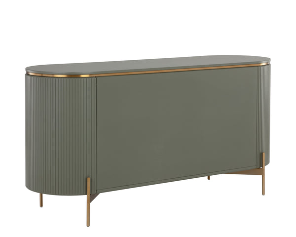 Sunpan Paloma Sideboard - Luxurious High Gloss Finish With Sculptural Design And Gold Accents For Modern Spaces Green Wood 110396