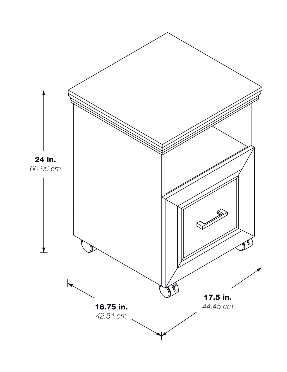 OSP Home Furnishings Jefferson Rolling File Espresso