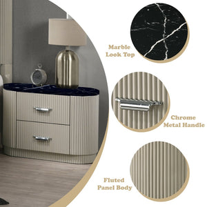 English Elm Travonte Two Drawer Nightstand Linen Finish Dovetail Joinery Bedroom Storage B2756P504966