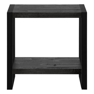 English Elm Accent C-Shaped Side Table with Reclaimed Wood-Look Top and Sleek Metal Frame for Small Spaces Black 28 L x 15 W x 9 H B2710P219149
