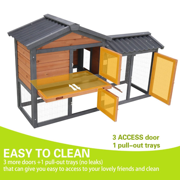 English Elm Three Story Solid Wood Outdoor Cat Villa with Balcony Weatherproof Feral Shelter W1431P284964