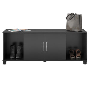 English Elm Lory Entryway Bench with Four Open Shoe Compartments in Sleek Black Finish B2733P444610