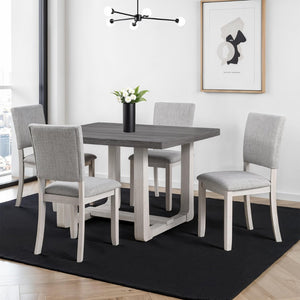 English Elm Transitional Trestle Base Dining Set with Upholstered Chairs for Modern Farmhouse Rooms Gray B2741S00784