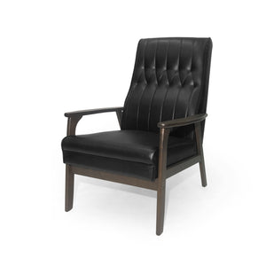 English Elm Christopher Knight Home® - Mid Century Modern Upholstered Accent Chair with Supportive Back, 300 lb Capacity, Compact Sofa Matte Black 66106.00MTBLK