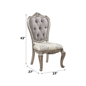 English Elm Ariadne Light Gray Velvet Side Chairs Set of 2 — Button Tufted Padded Seats, 3" Foam, Antique Platinum Finish B2726P338701