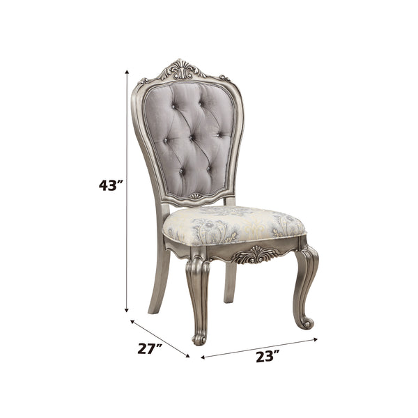 English Elm Ariadne Light Gray Velvet Side Chairs Set of 2 — Button Tufted Padded Seats, 3" Foam, Antique Platinum Finish B2726P338701