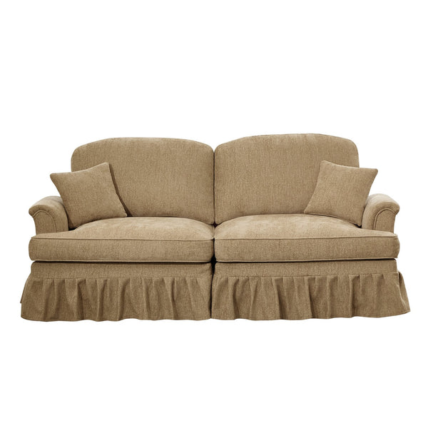 English Elm Elegant Mid Century Two-Seater Sofa Couch With Flared Arms, Removable Skirts & Premium Chenille W3041S00241
