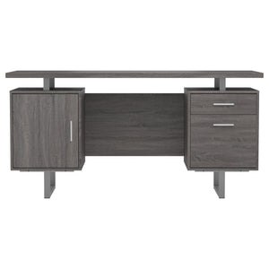 English Elm 1pc Contemporary Sleek Desk 47.25" Compact Home Office Table with Reversible Drawer and File Storage Gray 63.5 L x 26 W x 6.31 H B011P362572