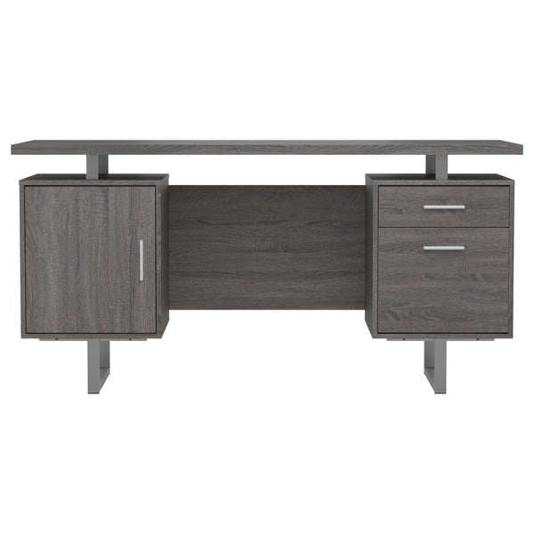 English Elm 1pc Contemporary Sleek Desk 47.25" Compact Home Office Table with Reversible Drawer and File Storage Gray 63.5 L x 26 W x 6.31 H B011P362572