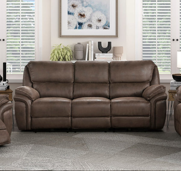 English Elm Plush Power Reclining Sofa with Usb Port Brown Microfiber Solid Wood Living Room B011P229985