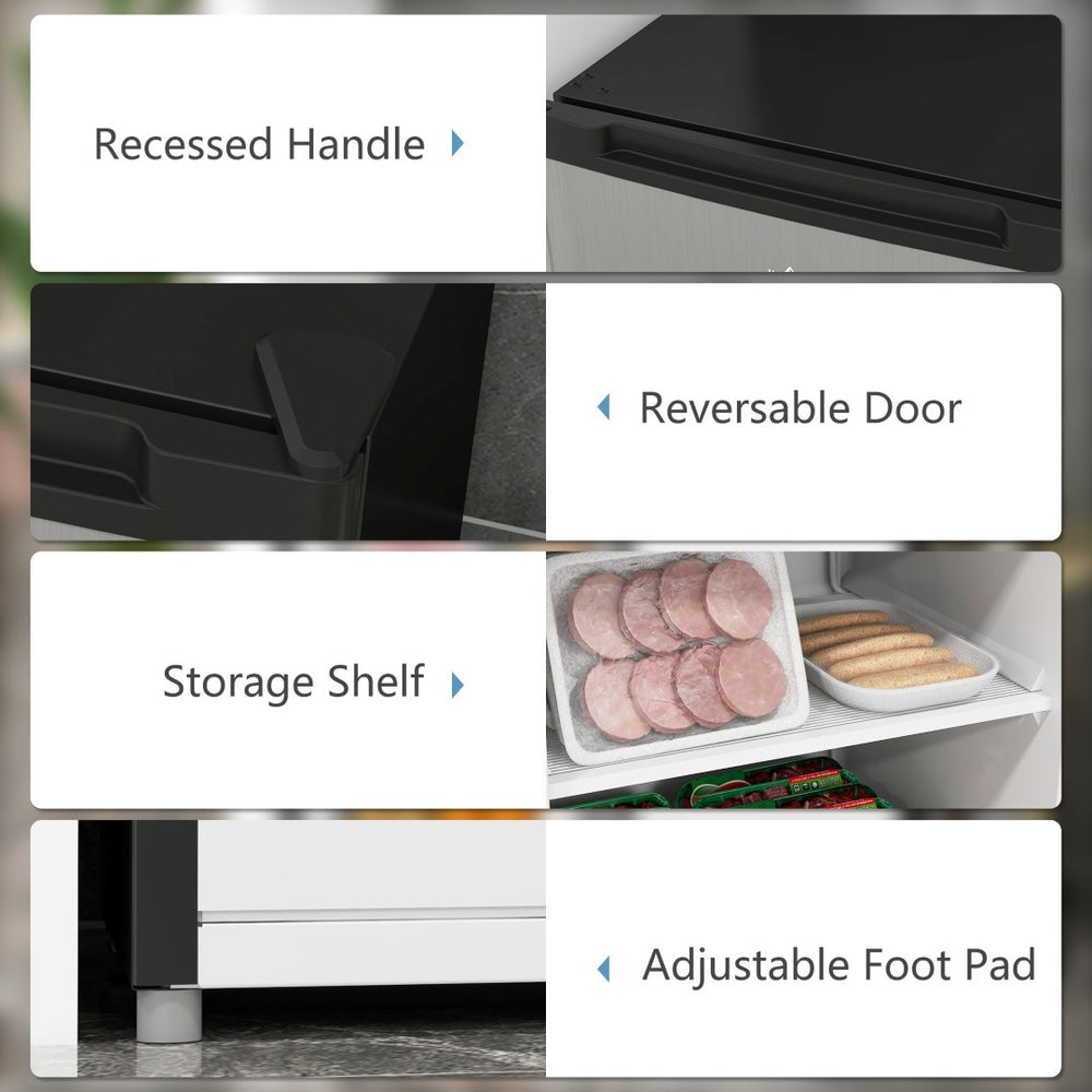 English Elm Homcom Compact Upright Freezer 3 Cu Ft with Adjustable Thermostat for Dorm Apartment Silver W2225P200390
