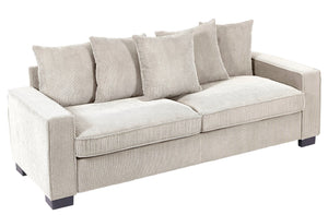English Elm Luxe Corduroy Sofa with 5 Toss Pillows, Deep-Seat 3-Seater Couch, Sleek Modern Design, 88" Wide Ivory B2735P256728