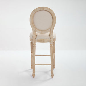 English Elm French Country Bar Chairs Set Of 2 - Elegant Upholstered Round-Back Design For Kitchen & Dining W3426P324576