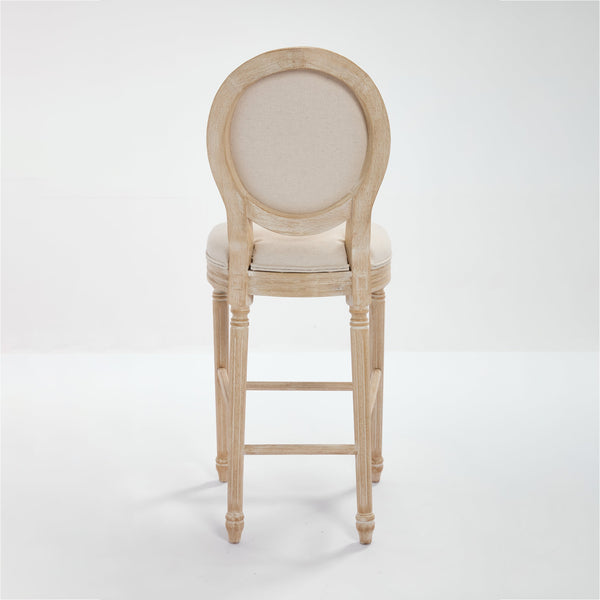 English Elm French Country Bar Chairs Set Of 2 - Elegant Upholstered Round-Back Design For Kitchen & Dining W3426P324576