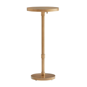 English Elm Morven Adjustable Height Accent Table in Antique Brass — Sleek Round Top, Pedestal Base, 22.25–30" B050P364440
