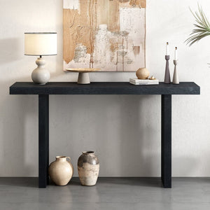 English Elm U_Style Oak Veneer Console Table With Curved Sides - Chic Minimalist Design For Entryways & Living Rooms N711P241282B-GIGA