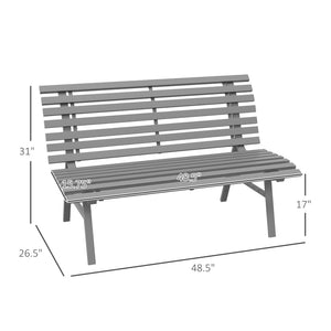 English Elm Outsunny 48.5" Lightweight Aluminum Garden Bench, Weather-Resistant Slatted Seat For Outdoor Comfort W2225P200397-GIGA
