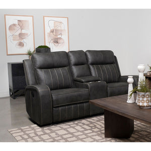 English Elm Forrest Grey Motion Reclining Loveseat With Console – Stylish Comfort, Storage & Modern Elegance B062P354054
