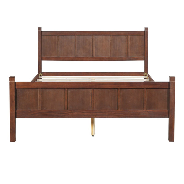 English Elm Queen Platform Bed Shaker Farmhouse Style with Vertical Slat Headboard and Wood Grain Finish Dark Walnut N733P422480P