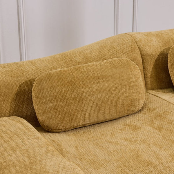 English Elm Modular Chenille Deep Seat Sectional Sofa with Bamboo Frame for Living Room Lounge Yellow W1829S00067