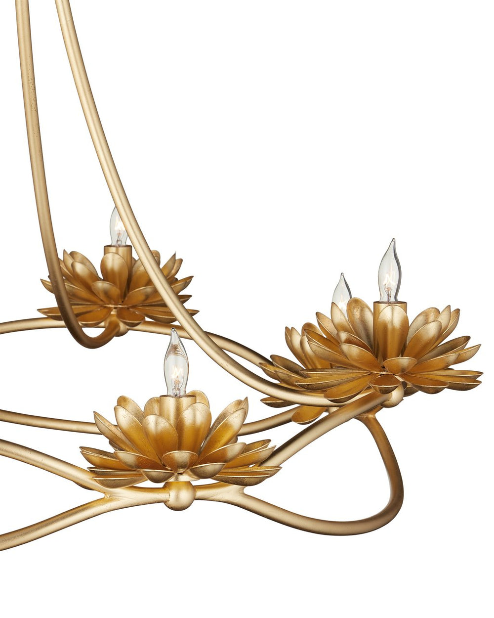 Currey & Company Cyrene Gold Chandelier - 32" Dimmable Floral Light Fixture With Adjustable Drop & Elegant Design Gold Wrought Iron 9000-1278-currey-company