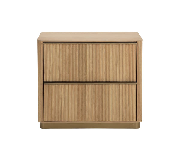 Sunpan Kalla Nightstand - Elegant Design with Steel Base, Soft Closing Drawers & Unique Wood Character Rustic Oak
