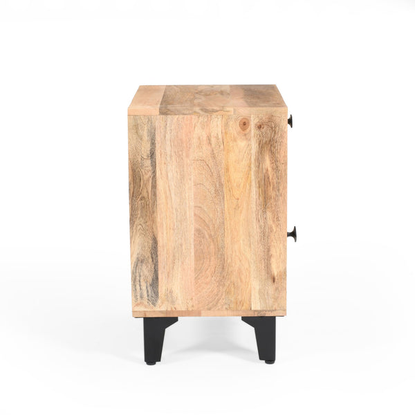 English Elm Christopher Knight Home® - Solid Solid Wood Vintage Nightstand with Hand-Carved Mango Wood, 1-Drawer Bedside Table from India N758P194731X