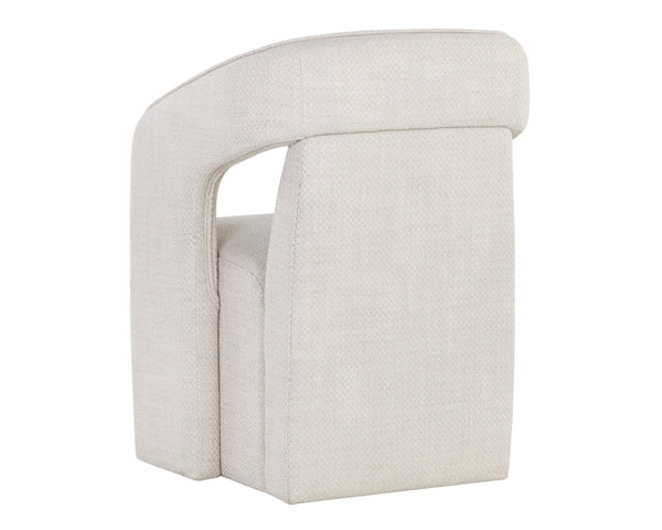 Sunpan KENDRICK Wheeled Dining Armchair – Modern Ergonomic Design with Durable Fabric for Stylish Comfort 109138V