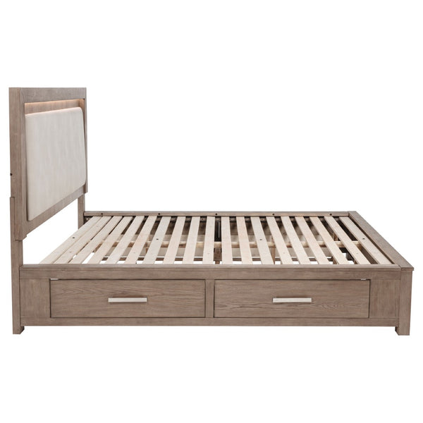 English Elm Gibbons California King Storage Bed with Led Headboard and Four Underbed Drawers B062S01829