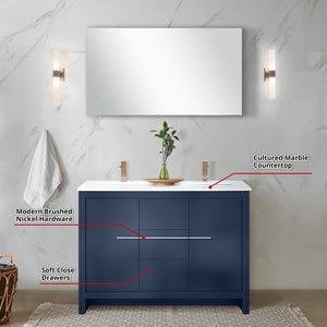 English Elm Navy Blue Double Bath Vanity With Cultured Marble Top & Rose Gold Faucet Set For Elegant Spaces B2731S01708