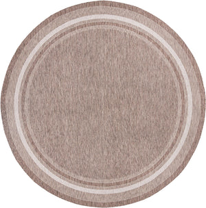 Unique Loom Outdoor Border Soft Border Machine Made Border Rug Brown, Ivory/Gray 13' 0" x 13' 0"