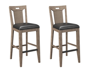 English Elm Wallace & Bay - Brown Slat Back Bar Stools Set of 2 — Pecan Solid Wood Casual Counter Seating, Easy-Care, 44.8"H B2709P212366