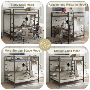 English Elm Ethan Full Over Twin Bunk Bed With Desk, Charging Station & Storage For Teens - Space-Saving Design! B083S00001