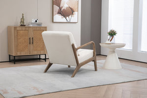 English Elm Mid Century Modern Accent Chair Natural Wood Frame Upholstered with Lumbar Cushion Support W2530P407184