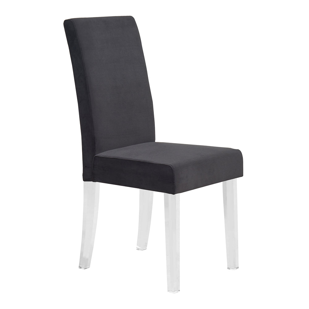 English Elm Quinara Plush Velvet Dining Chair with Clear Acrylic Legs, Set of 2 — Modern Comfortable Seating Black B2736P354368