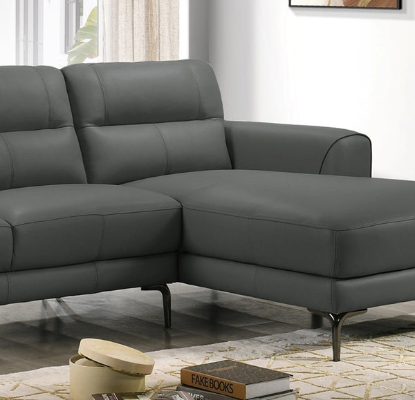 English Elm Top Top Grain Leather 2-Piece Sectional Sofa with Right-Facing Chaise, Tight-Back Stitching, Luxurious Upholstery Anthracite 60.9 L x 37.5 W x 30 H B011S01484
