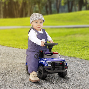 English Elm Aosom Kids Police Truck Ride on with Pa Speaker Under Seat Storage Toddler Toy W2225P200719