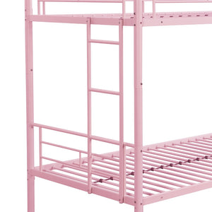 English Elm Metal Bunk Bed Twin Over with Built-in Staircase for Kids Shared Bedroom W311P201415