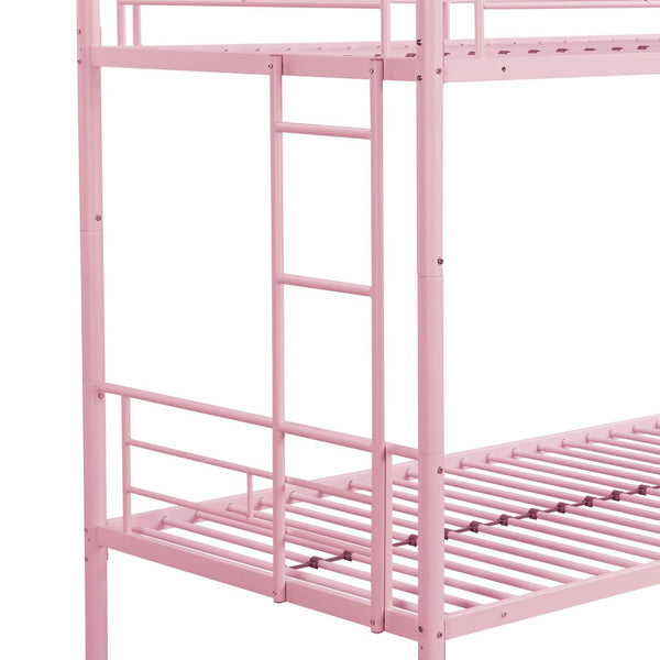 English Elm Metal Bunk Bed Twin Over with Built-in Staircase for Kids Shared Bedroom W311P201415