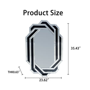 English Elm Decorative Crystal Crush Diamond Wall Mirror Glam Faceted Glass Statement Piece W3836P409959