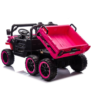 English Elm 24v Two Seat Kids Electric Dump Truck Six Wheel 4wd Utv with Parental Remote Pink W1578P268990