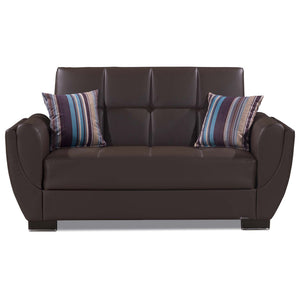 English Elm PrimeNest NimbusFlow Convertible Upholstered Loveseat with Storage, Chenille Comfort, Space-Smart Design Brown PU B030P281744
