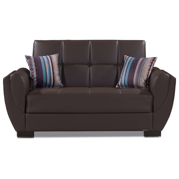 English Elm PrimeNest NimbusFlow Convertible Upholstered Loveseat with Storage, Chenille Comfort, Space-Smart Design Brown PU B030P281744