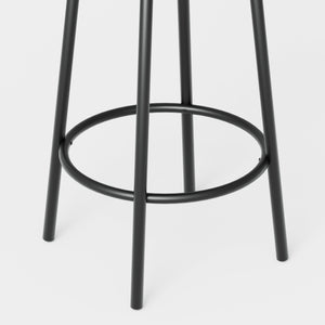 English Elm Bar Table Set With 4 Cushioned Stools, Grey Finish, Space-Saving Design For Modern Dining Areas W3361P323225