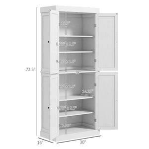 English Elm Homcom 72.5" Tall Kitchen Pantry Cabinet With 4 Doors, Adjustable Shelves For Smart Storage Solutions W2225P200648