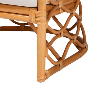 English Elm Bohemian Natural Rattan Accent Chair Woven Honey Frame with Removable Cushion B2750P467728