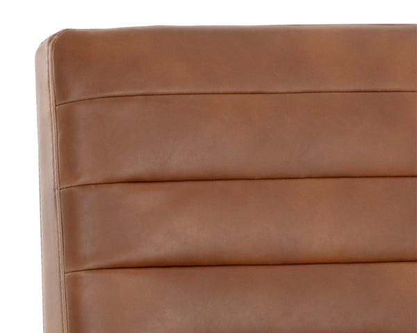 Sunpan Spyros Modern Dining Chair Set of 2 - Sleek Black Powder Coated Steel Frame with Faux Leather Elegance Tobacco Tan