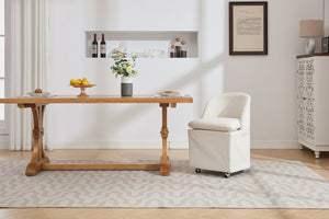 English Elm 058-Set Chenille Fabric Dining Chairs with 360° Swivel Wheels, Ergonomic Upholstered Seating, 250 lb Capacity Beige W527P242552