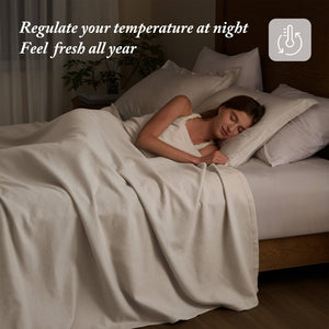 English Elm 1-piece King Cotton Woven Blanket Oeko-tex Certified Lightweight Layering Bedding Beige B035P408741