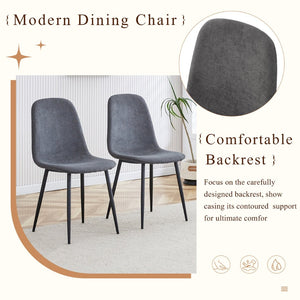 English Elm Table Set: Stylish 67" Black Wood Grain Mdf Dining Table With 6 Dark Gray Linen Chairs For Comfort W1151S04155-GIGA